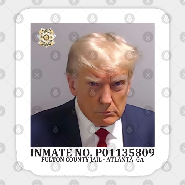 Inmate Trump Mugshot Fulton County Jail Sticker by Danemilin